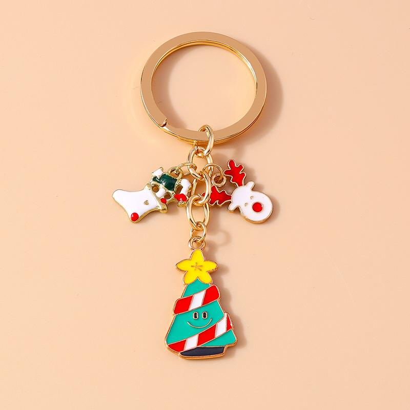 New Enamel Christmas Keychain Snowman Santa Claus Key Rings for Car Key Holder Women Girl's Handbag Pendants Jewelry Gifts