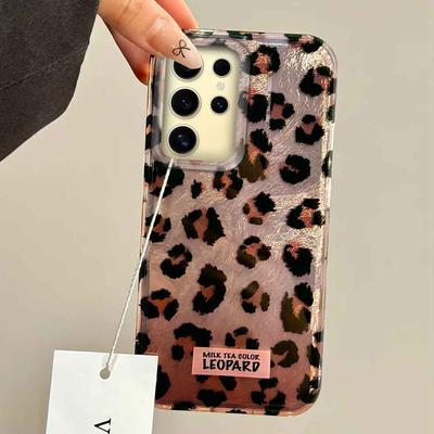Pink Black Leopard Print Pattern Women Phone Case for Samsung Galaxy S25 Edge S24 S23 S22 S21 S20 FE Plus Ultra Shell Back Cover
