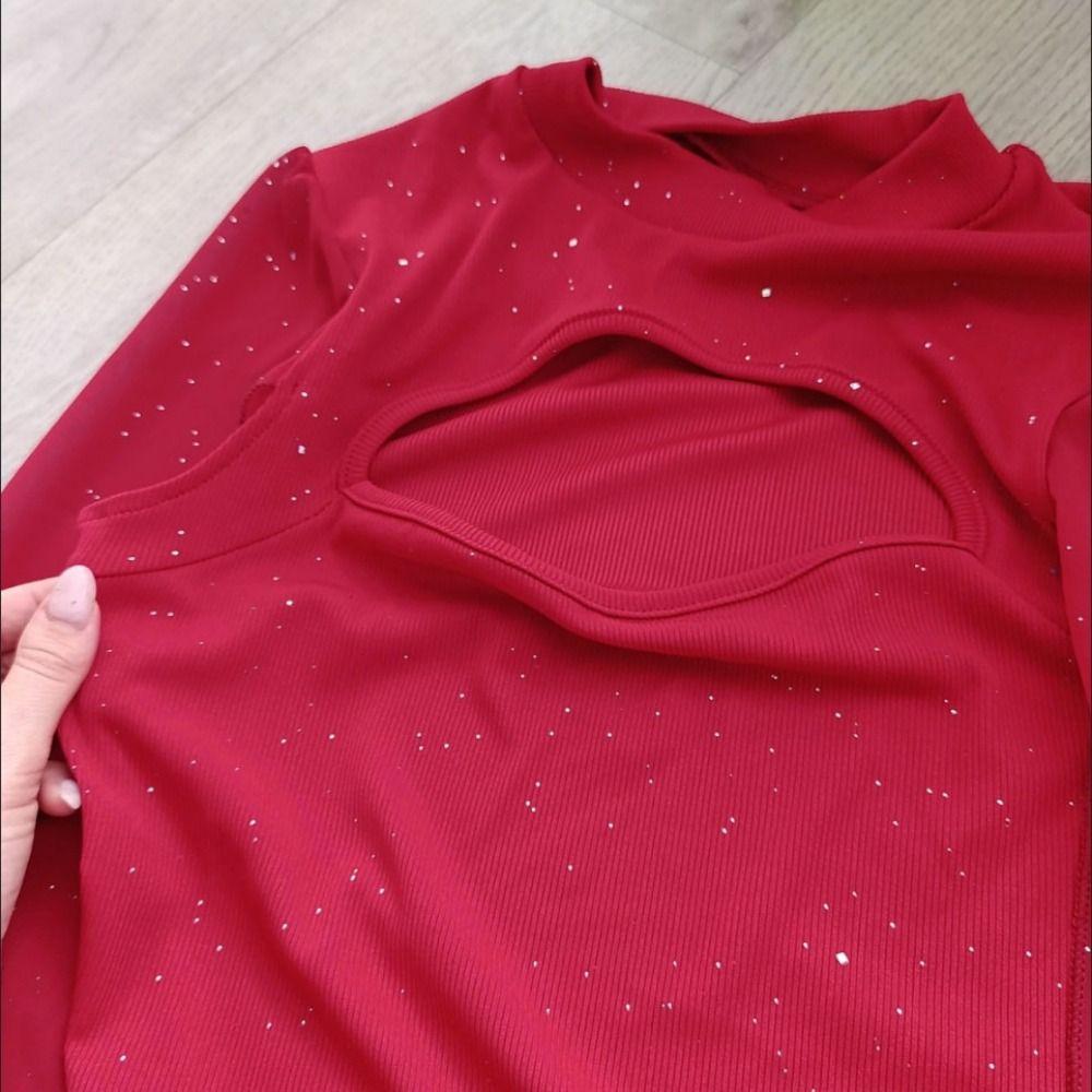 Sparkling Chiffon Cape Red Dress Half Neck Slim Evening Dress Ladies Girl