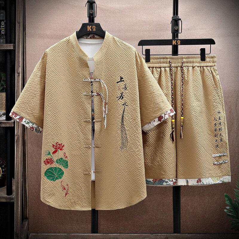 

Shirts + Shorts Men s Casual Sets Summer Fashion Sportswear Male Fashion Shorts and Shirts Men Full Size 4XL