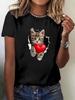 Funny Women's Cat Graphics T-Shirt Cute 3D Print Tees Fashion Tops Short Sleeves O-Neck T-Shirts Street Summer Woman Clothing