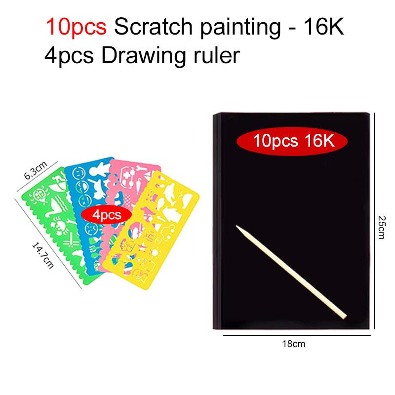 Rainbow Scratch Paper DIY Graffiti Props Office Supplies Drawing Tool with Bamboo Sticks Painting Template Birthday Gift TMZ