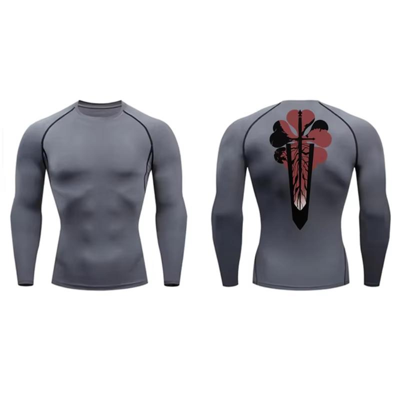 Graphic Print Men's Compression Shirt Quick Dry | Gym Workout Running Fitness Baselayer Top RL000483