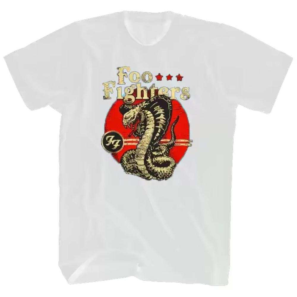Foo Fighters Cobra Tshirt Mens Rock Classic Band Tshirt Loose Fit Short Sleeve Couple Streetwear Pure Cotton Shirt