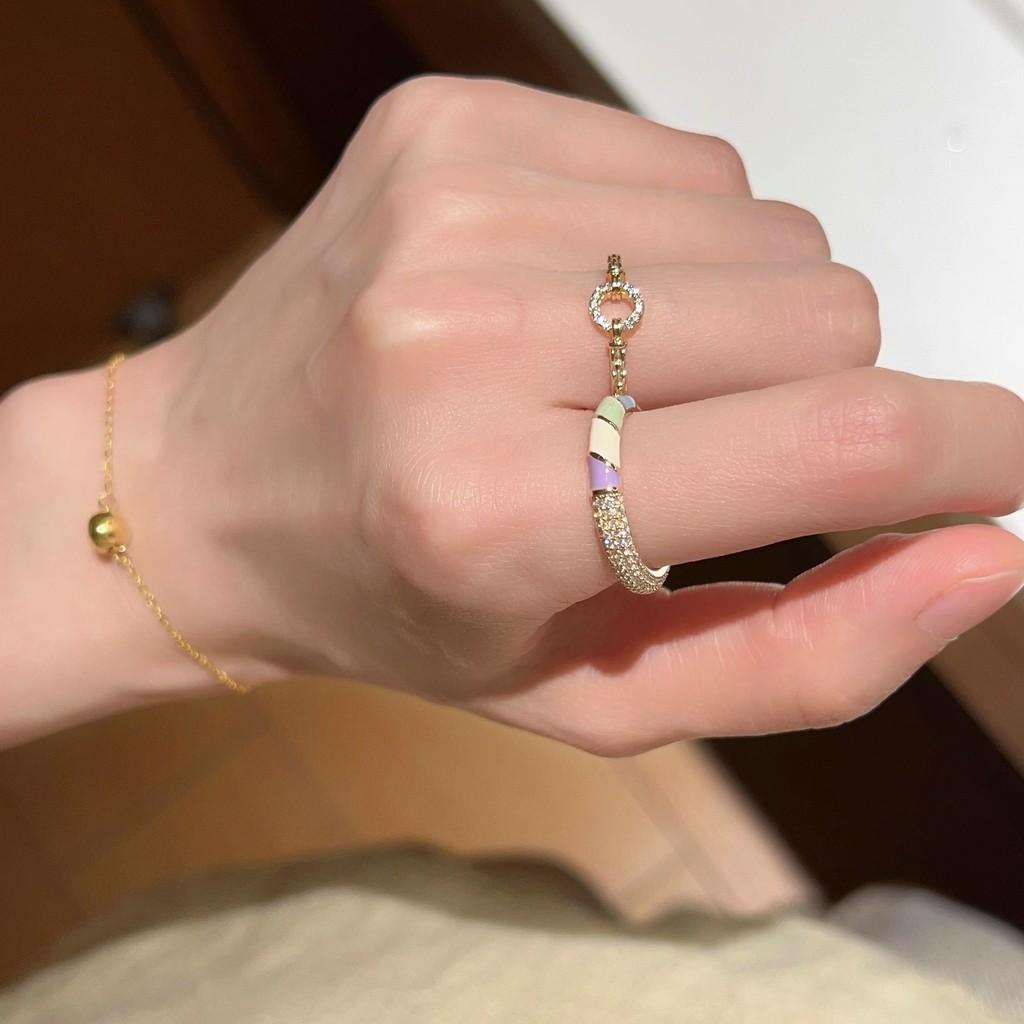 French Adjustable Elegant Style Ring For Women With Unique Geometric Design In Copper Material