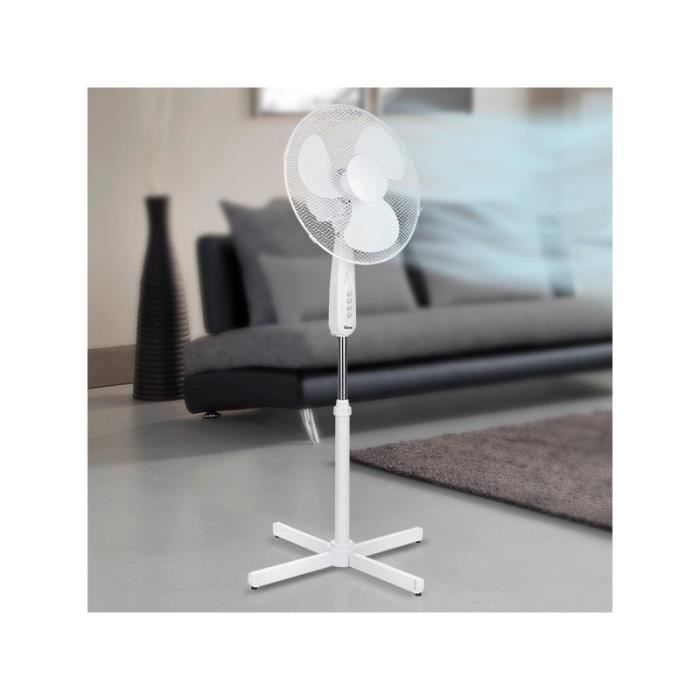 Ventilateur sur pied tristar ve5948 - blanc - 3 vitesses - oscillation 75 - débit d'air 2803 m³/h