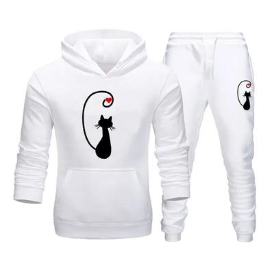 Chándal para Parejas Otoño Invierno Ropa Estampada Sudaderas con Capucha + Pantalones de Chándal Trajes de 2 piezas Ropa Deportiva Casual Conjuntos para Amantes de la Moda