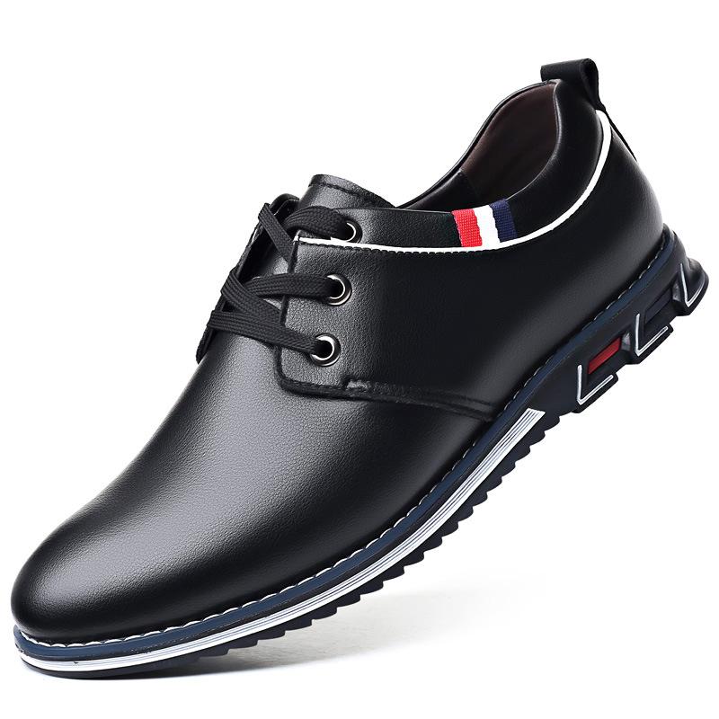 Мужская кожаная обувь. Мужская модная удобная обувь на платформе. Уличная легкая мужская — фото 8