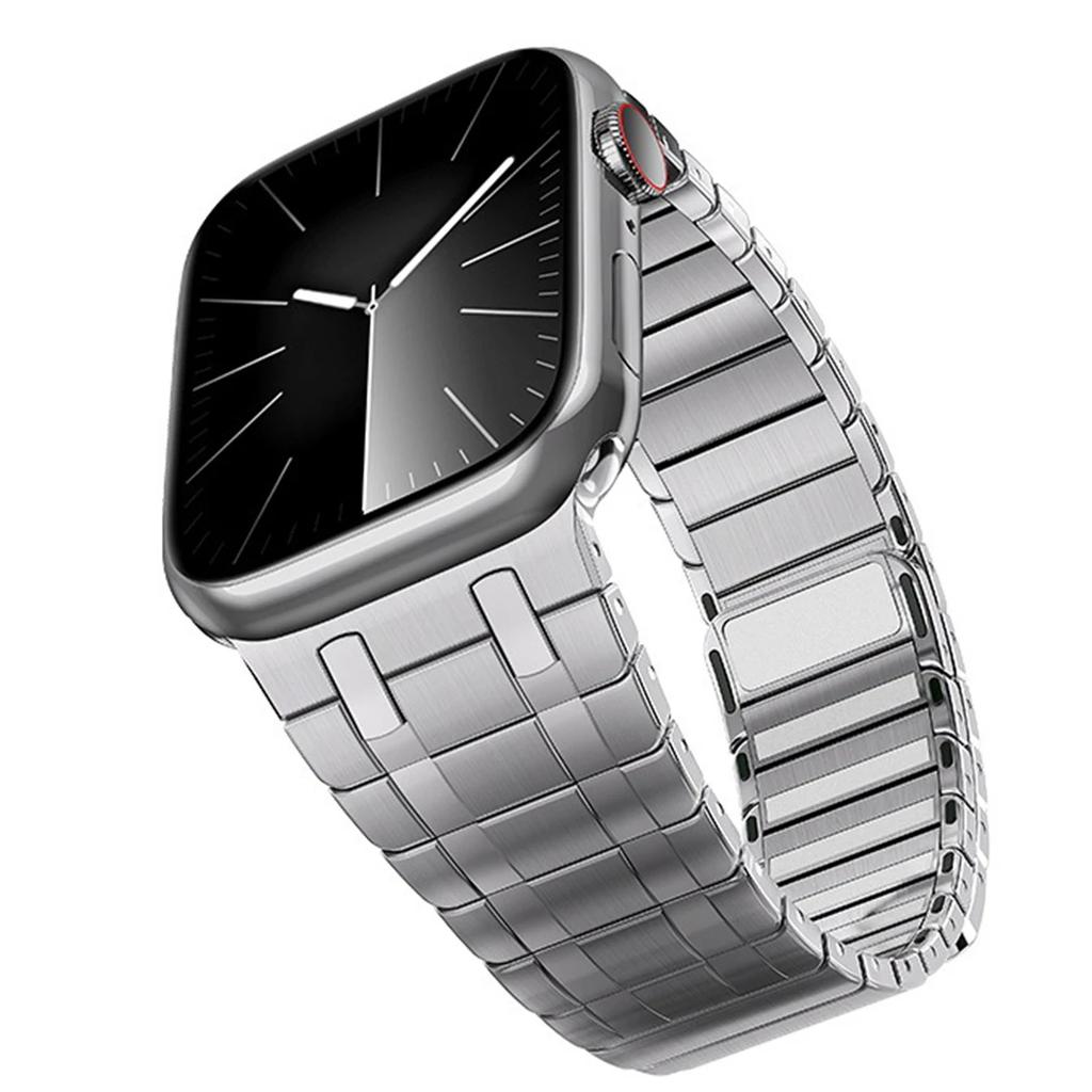 Magnetic Stainless Steel Band for Apple Watch 49mm 45mm 44mm 42mm Titanium Color Strap for IWatch Series 9 8 7 6 5 4 Se Ultra 2