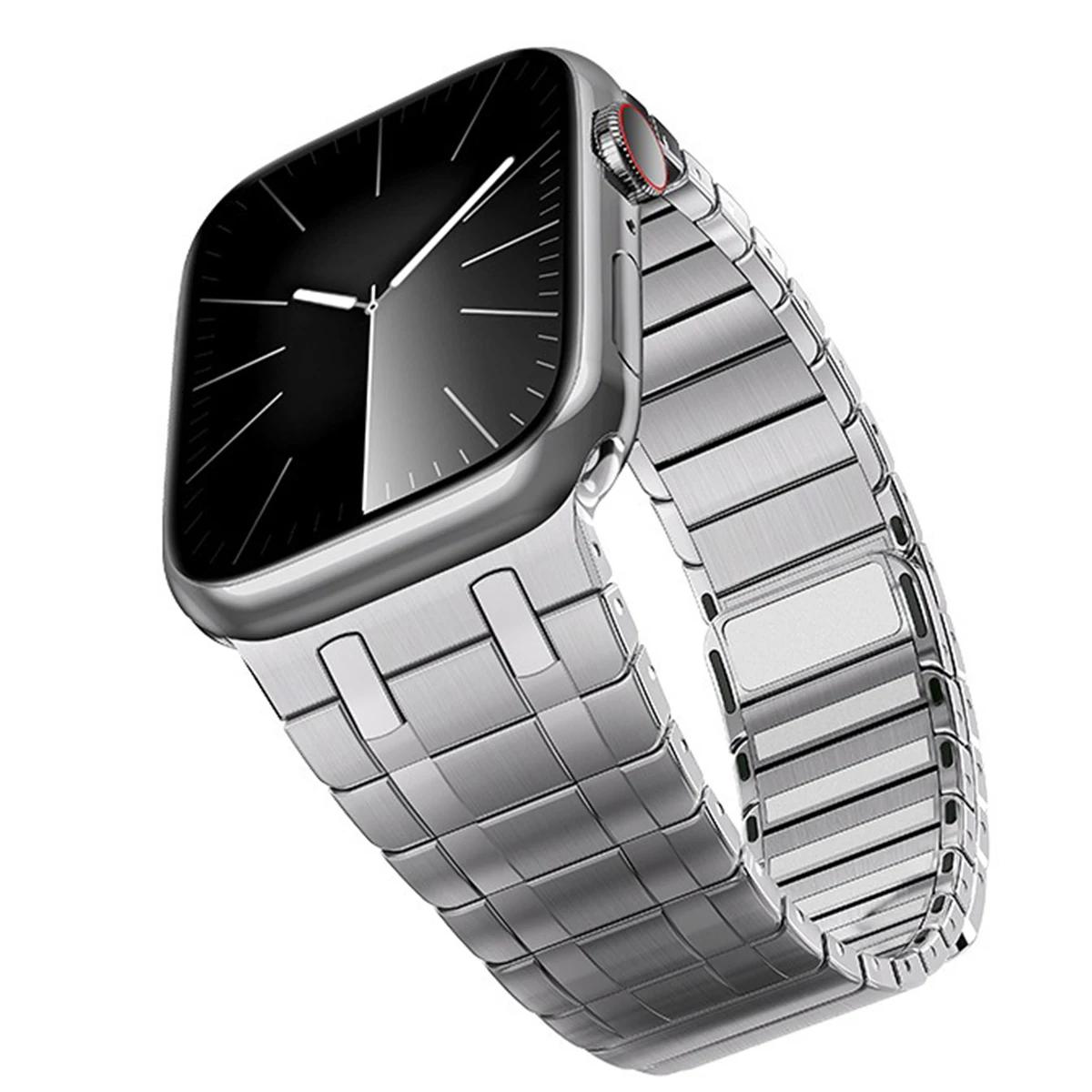 

Magnetic Stainless Steel Bracelet for Apple Watch Ultra 2 49mm 9 45mm 42 44mm Metal Band for iWatch Series 9 8 7 se 6 5 4 Correa 42mm 44mm 45mm 49mm срібний