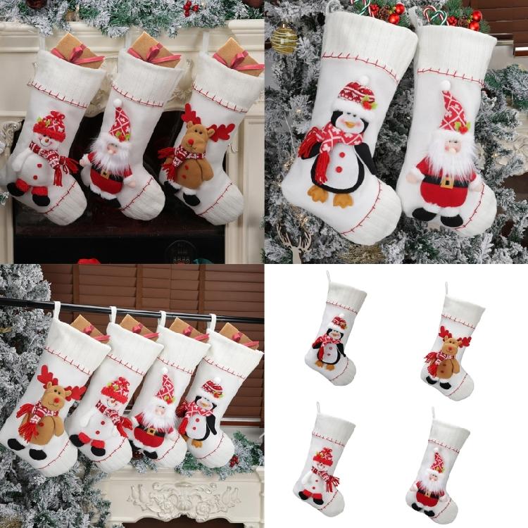Christmas Stocking for Fireplaces Decoration Stylish Hanging Gifts Bag Santa/Snowman/Elk/Penguins Party Supplies
