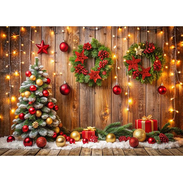 Beenle Christmas Photography Backdrop Xmas Tree Fireplace Gifts Family Party Decor Kids Portrait Background Decor Photo Studio