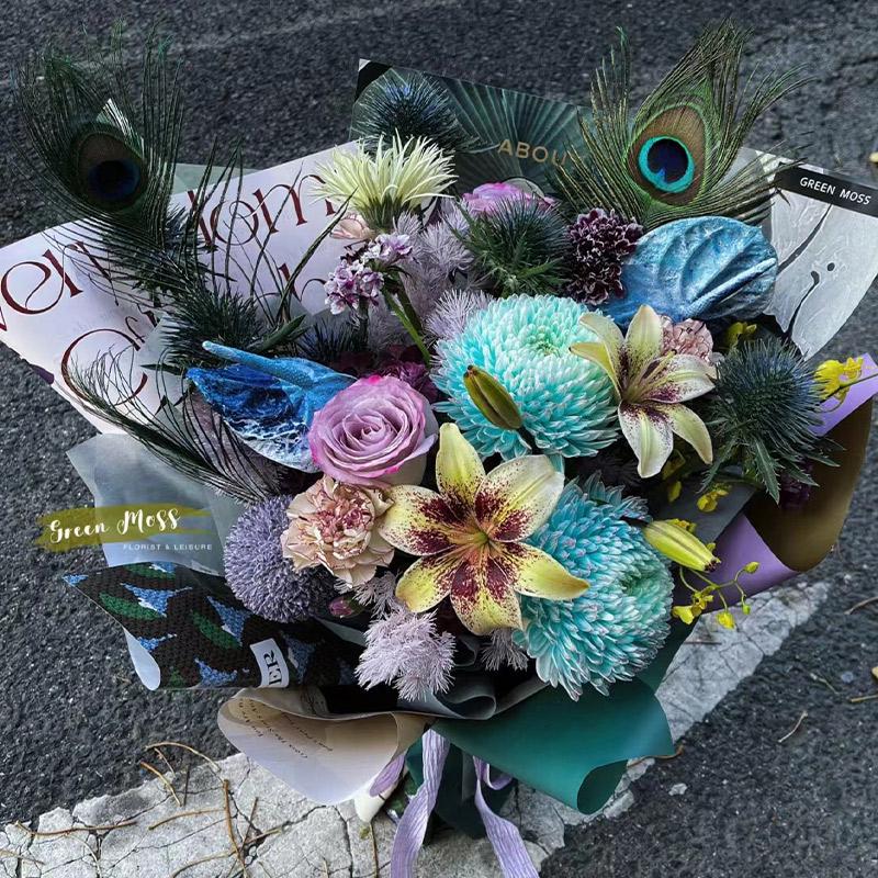 Imported Colored Ostrich Feather Bouquet for DIY Floral Arrangements