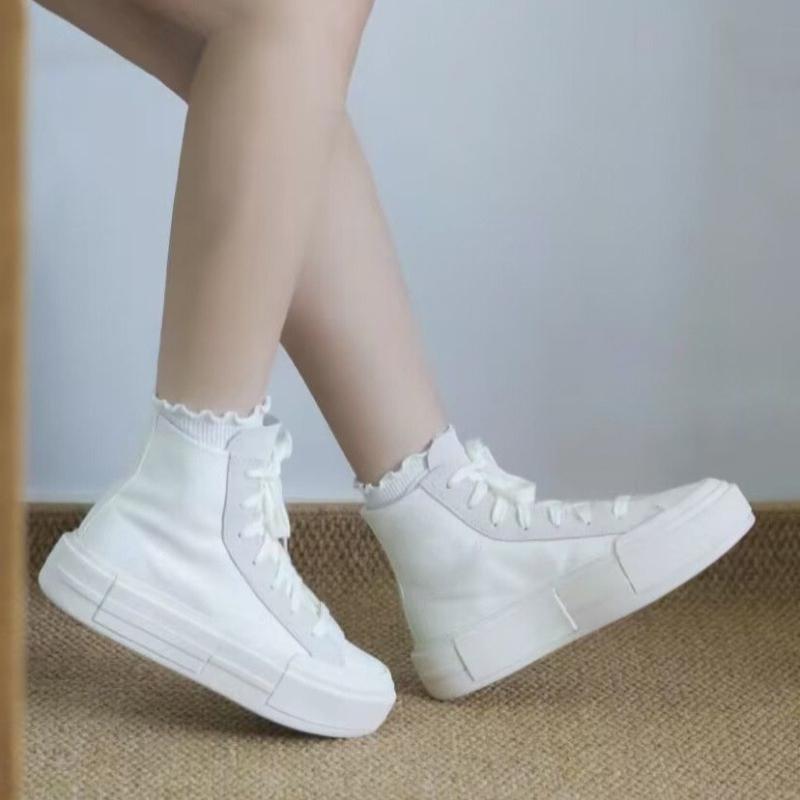 Fashion AJGS New Spring and Autumn High Top Women's Sports Shoes Thick-Soled Lace-up Casual Canvas Couple Sports Shoes Zapatillas Mujer