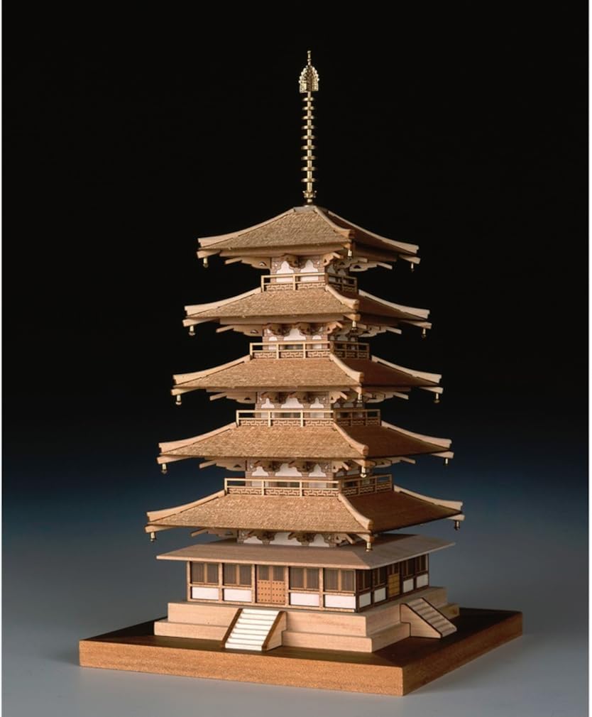 Woody Joe Horyuji Temple Pagoda Wooden Model Assembly Kit 1/150 Five-story (Building)