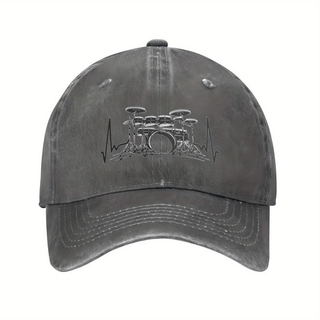 Drummer Heartbeat Graphic Baseball Cap Unisex Cotton Adjustable Casual Summer Hat For Adults