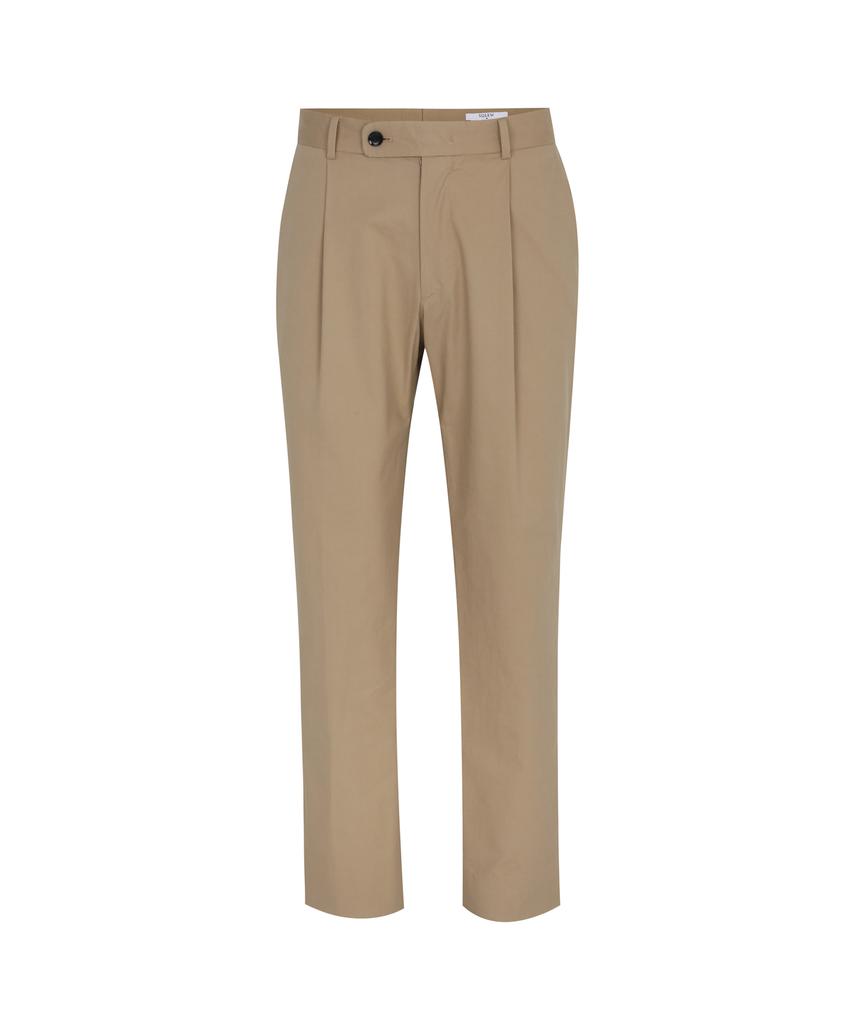 SOLEW Cotton Tapered Single-Pleat Pants_Beige