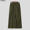 INCERUN Men High Waist Back Elastic Traditional Knot Casual Long Trousers Pants
