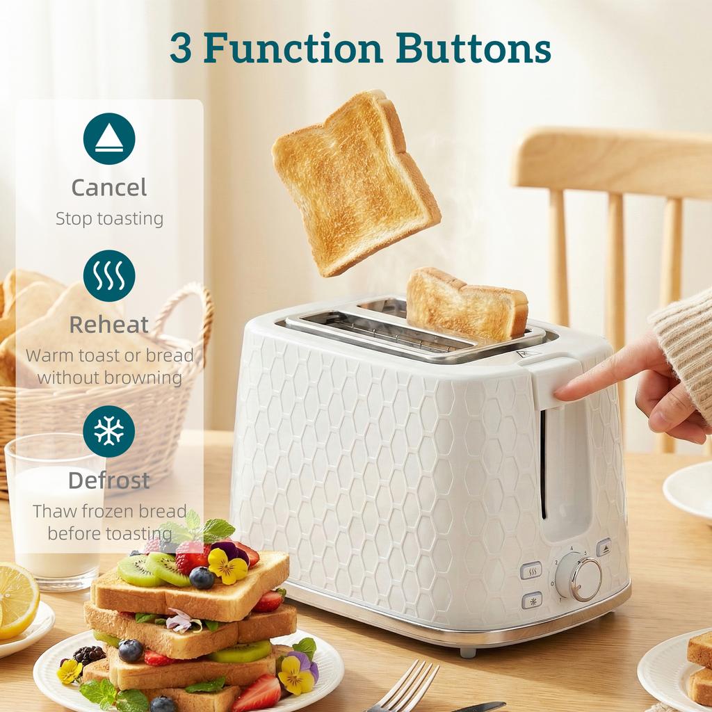 Kettle and Toaster Set, 1.7L 3000W Rapid Kettle with Limescale Filter, 2 Slice Toaster with 7 Browning Controls, Cream