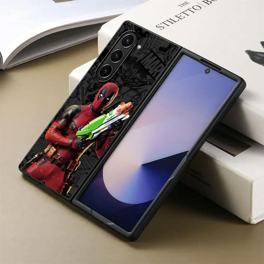 Back Phone Cover Case for Samsung Galaxy ZFold4 ZFold5 ZFold6 ZFold3 Z Fold 7 6 5 4 3 ZFold7 Marvel Deadpool