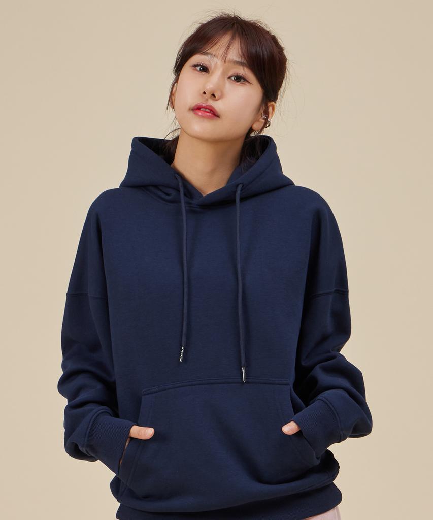 Basic Oversized Wide Shoulder Hoodie_Navy