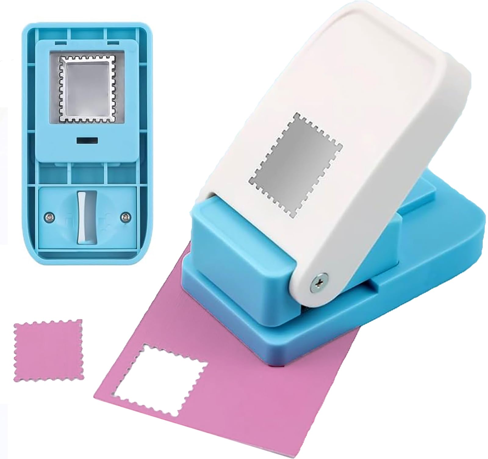 

Wabeko Rectangular Postage Stamp Punch 25.4*21.1mm Square Craft Embossed Non-slip Durable Paper Craft Scrapbooking File Tab DIY School