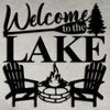 Vintage Welcome To The Lake Metal Sign Wall Art Decor Rustic Cabin Gift