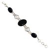 Black Silver Onyx Bracelet  Sterling Gemstone Cuff Handmade Vintage SILVER