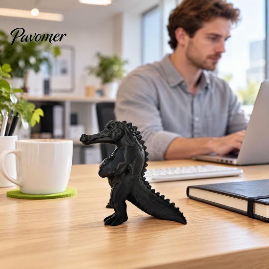 Anthropomorphic Reptile Decor 3D Printed Crocodile Figurine, Realistic Muscular Ornament, Desktop Cross Statue Arm Animal Statue, Creative Sculpture