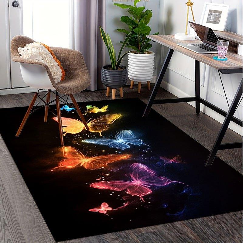 Colorful Glowing Butterfly Phone WallpaperOffice Mat Home Decor Office Desk Chair Rugs Chair Carpet for Office Chair Mat Gift For Halloween