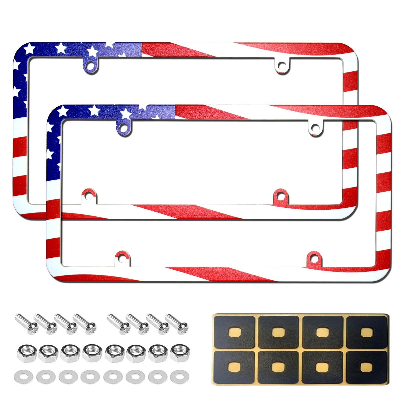 

American Flag License Plate Frame,US Flag Car Plate Frame Covers Car Tag Plate Frame for Vehicles Women Men Trucks one size