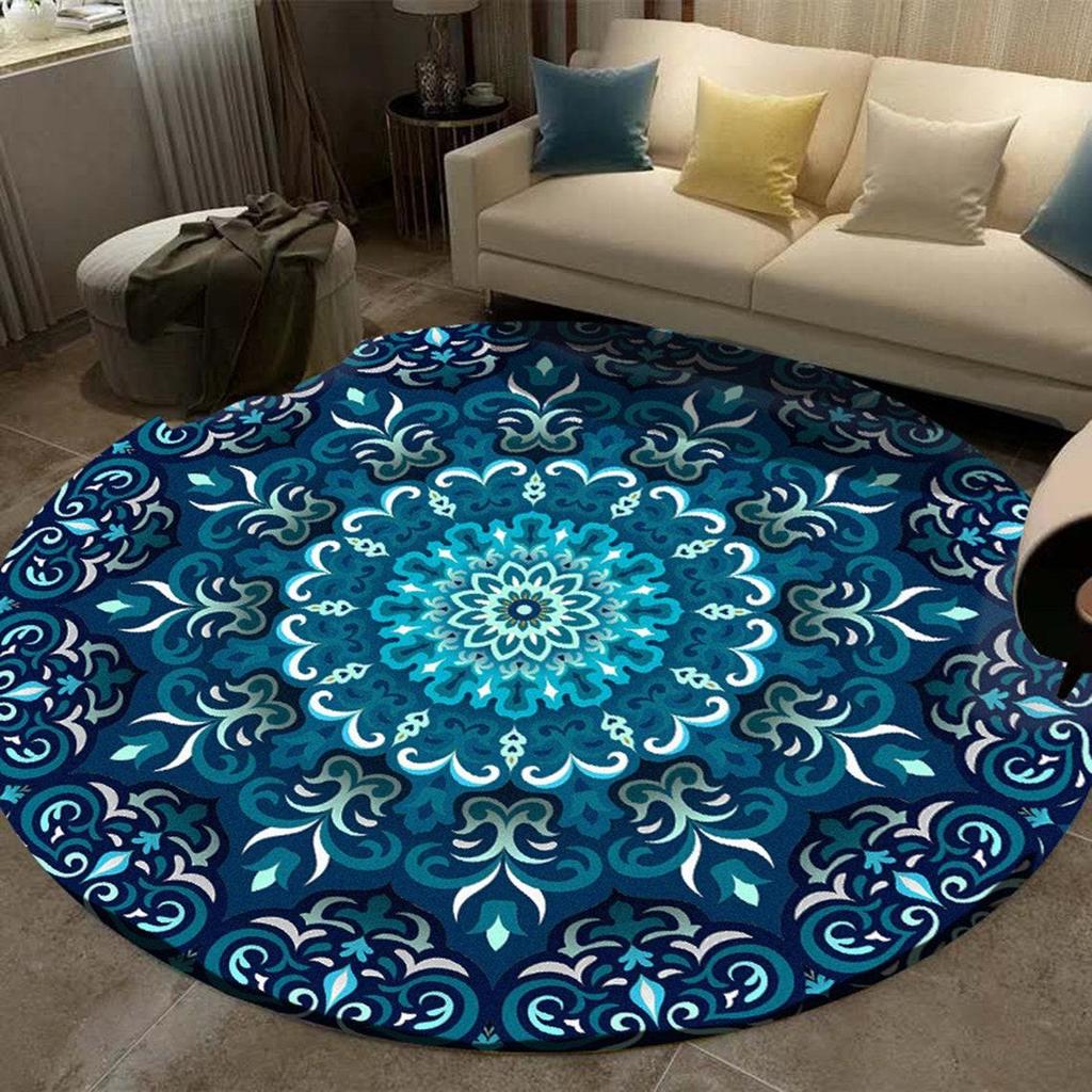Ethnic Styles Mandala Flower Round Rugs Carpets For Living Room Bedroom Non-slip Floor Mat