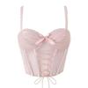 Ruffle Lace Corset Bowknot Slim Crop Tops Sweet Lace Flower Camisole  Spicy Girls