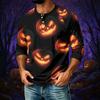 Men's Casual Halloween Print Raglan Three-Quarter Sleeve Shirt