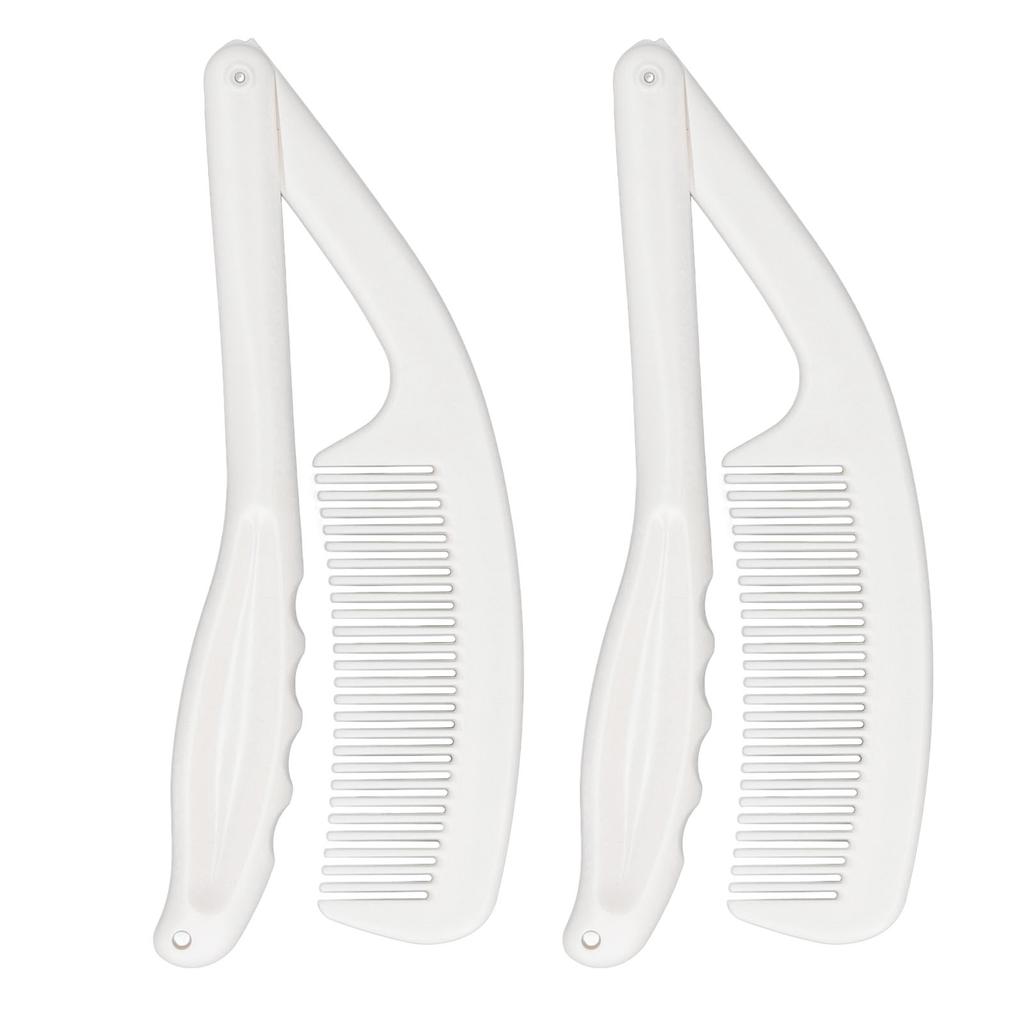 2pcs Long Curved Handle Comb Fodable Portable Convenient Hair Care Comb for Elderly Disabled People