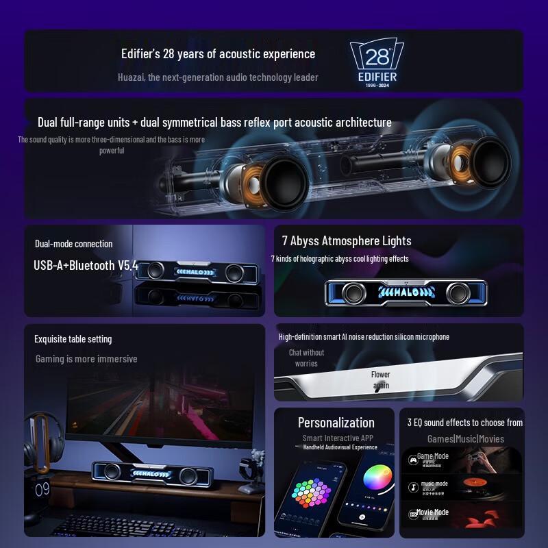 EDIFIER Halo SoundBar Desktop Gaming Speaker with RGB