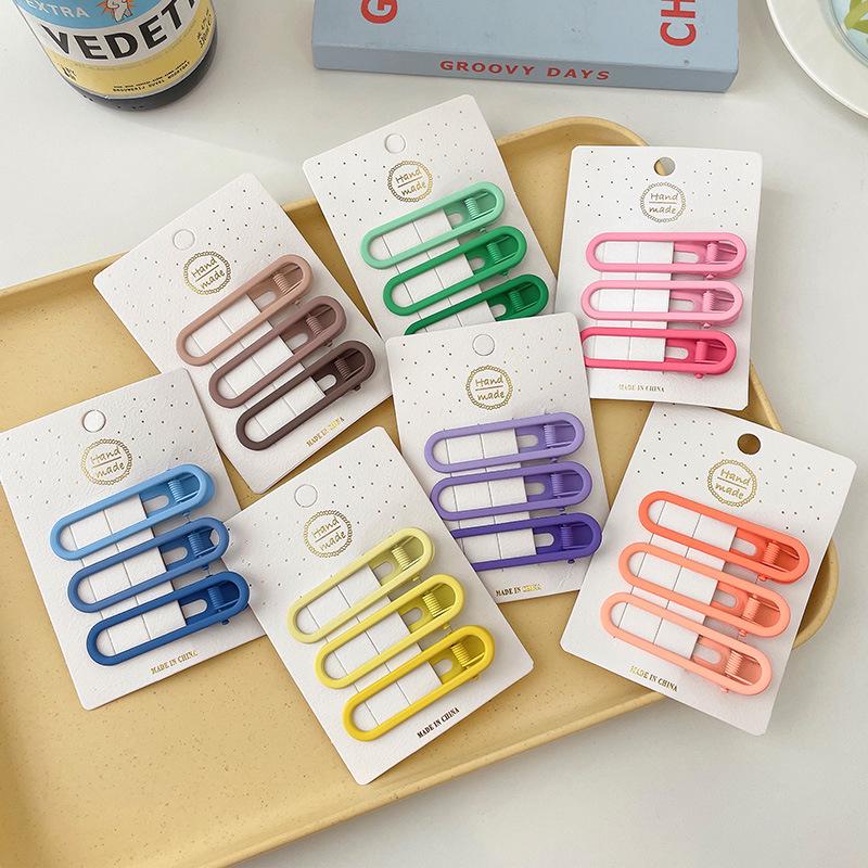Vibrant Candy Color Seamless Hair Clip Set - Side, Bangs, and Heart Duckbill Clips for Women