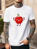 Unisex O Neck Tee Cute Smiling Apple Cartoon Graphic Print Cotton Short Sleeve Loose Summer Breathable Daily Casual Basic Wear Top