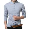 Men's New Fashion Standing Collar Men's Long Sleeve T-shirt  Blouse Top
