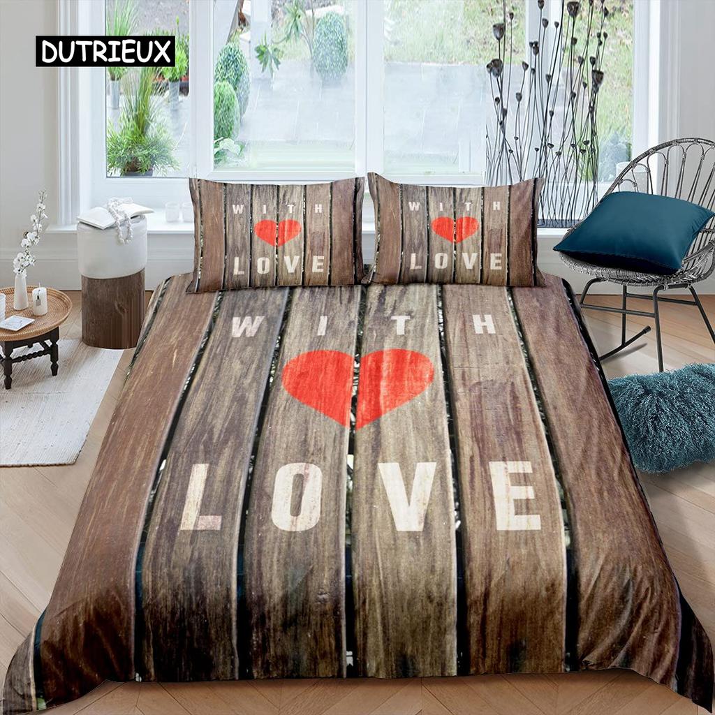 Set Copripiumino Porta Fienile in Legno Misura King Occidentale Set Biancheria da Letto Rustico Asse di Legno Stile Fattoria Country Poliestere