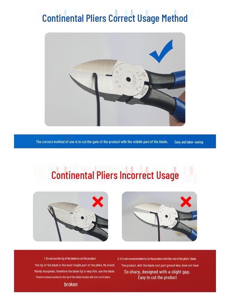 KEIBA Japan Imported Horse Brand PL-726 Nippers: Flat Nose & Plastic Cutting Pliers
