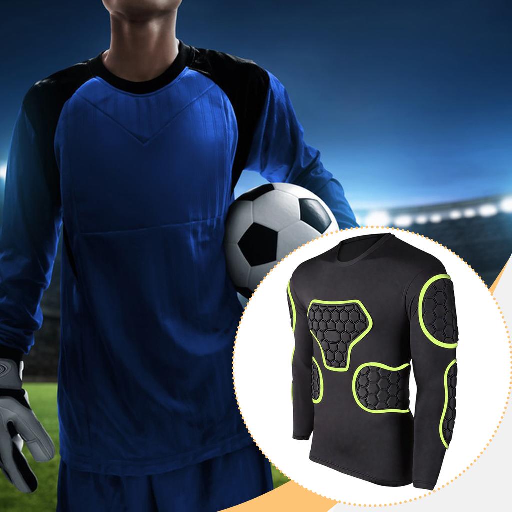 Fußball Trainingsshirt Langarm Herren Gepolstert Fußball Kompressionsshirt Professionell Vielseitig Rippenschutz Uniform