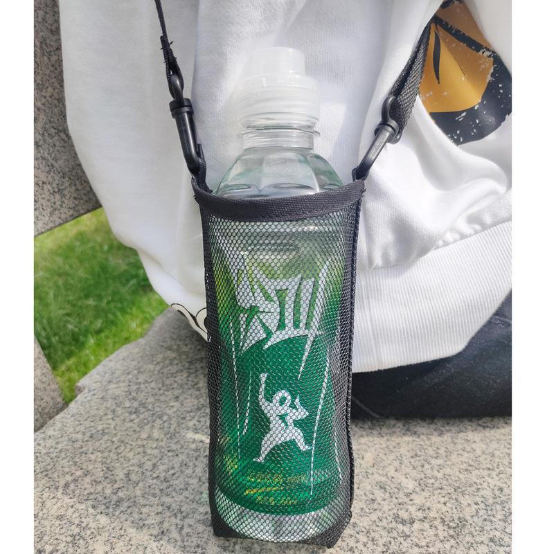 Water Bottle Holder Mesh Bottle Sling With Adjustable Shoulder Strap Kids Water Bottle Carrier Sleeve For Walking Outdoor Sports