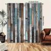 2 Sets of Vintage Artificial Wood Printed Filter Curtains-polyester   Pole Bag Hanging   Home Decoration   Multiple Sizes Available