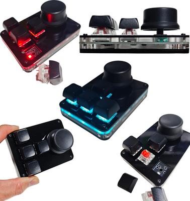 USB Mini Mechanical 4 Keys 1 Custom Programmable RGB Red Silent Editing Keyboard, One-Handed Keyboard, + Knob, Switches, Mode, Windows/Mac Compatible,