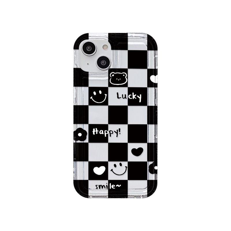 Chessboard smiley face for iPhone17 anti-drop mobile phone case 16Pro niche x Apple 12 all-inclusive 15/13