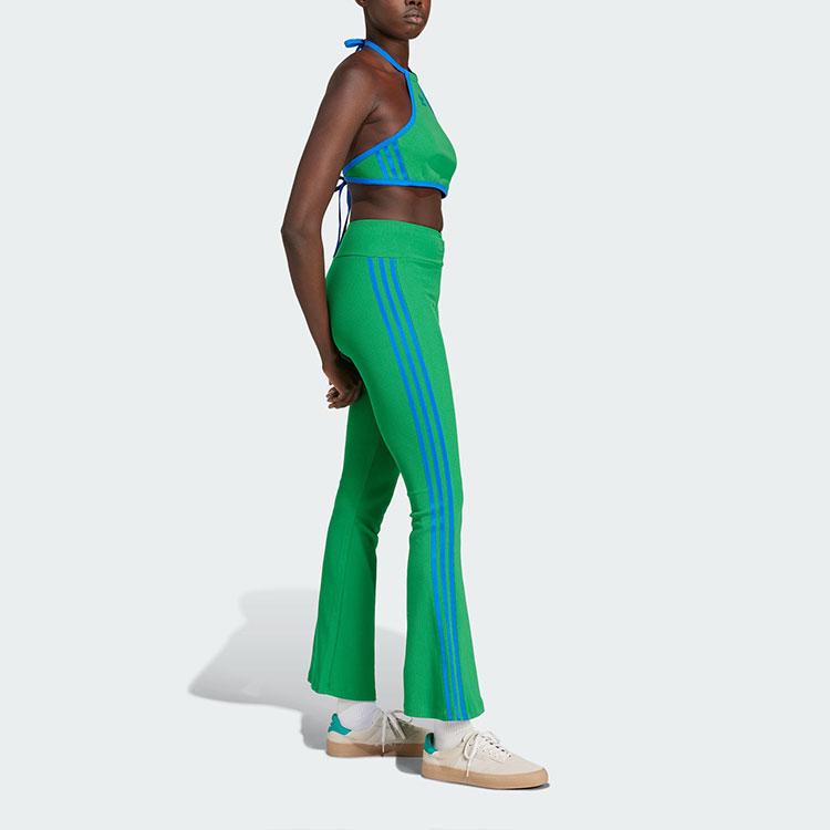 Adidas Rib Neck Halter Long-Sleeve Color Block Printed Logo Tie-Back Vest Men Tops Green JH0613