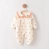 Babykoi Baby Clothes Long Sleeve Romper Spring Autumn Newborn Coveralls Front Open Collar Baby Girl Preparing for Maternity Gift Bow Pattern Orange 6M