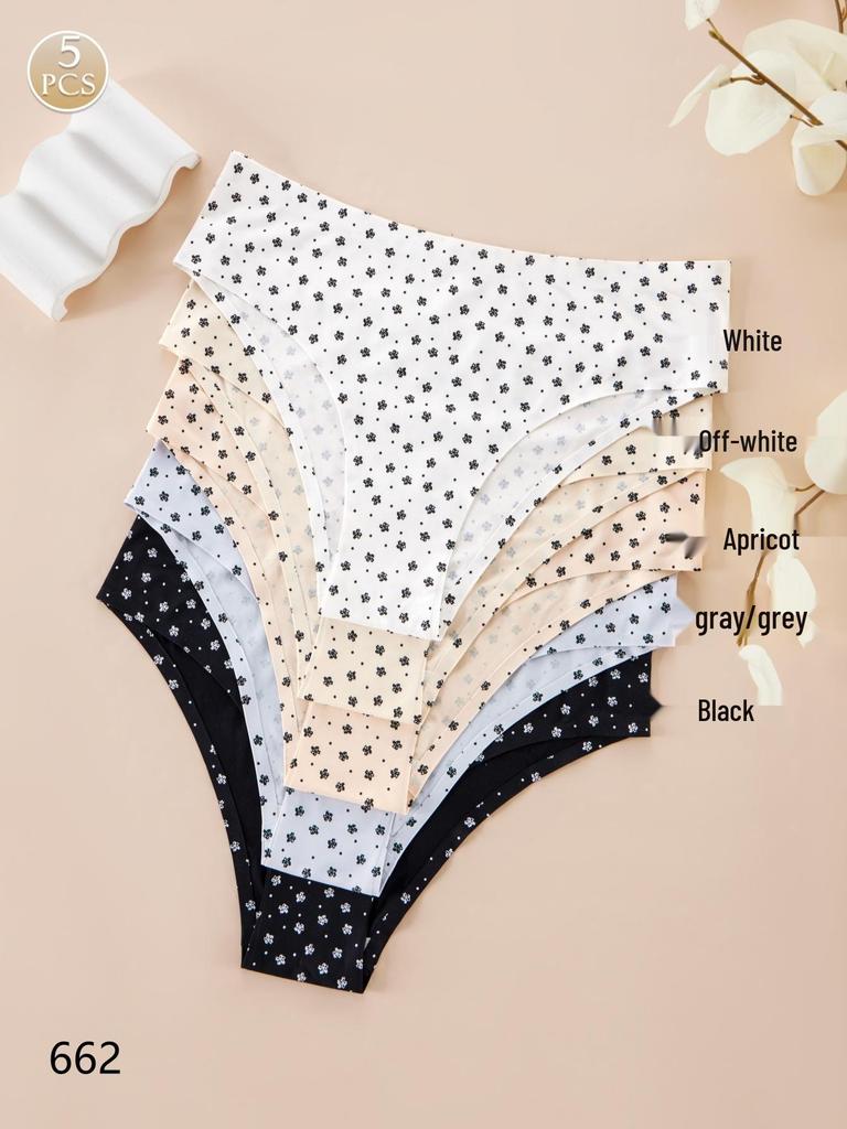 Women's Seamless Printed Thong: Sexy Ice Silk, Light & Thin Triangle Briefs