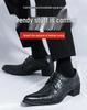 Men's Large Size Pointed Toe Retro Leather High Heel Cuban Shoes for Banquets